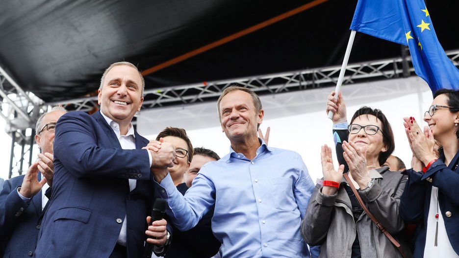 Wybory do europarlamentu 2019. Grzegorz Schetyna, Donald Tusk i Ewa Kopacz.