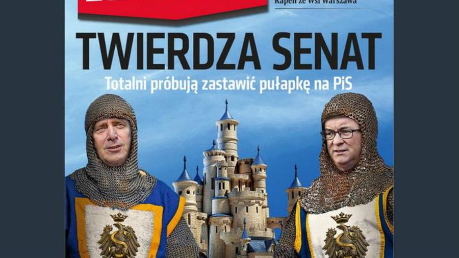 Okładka tygodnika "Do Rzeczy". Grzegorz Schetynę i Włodzimierz Czarzasty jako rycerze walczący w Senacie