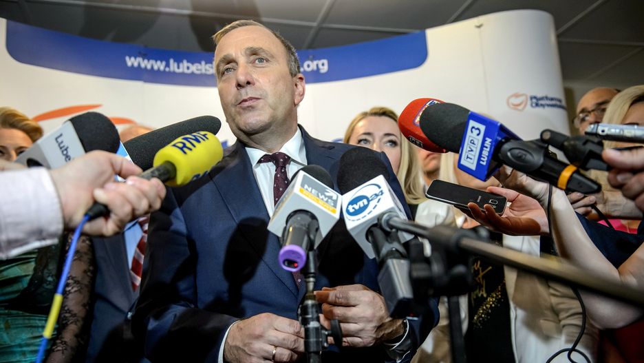 Grzegorz Schetyna podczas konferencji w Lublinie