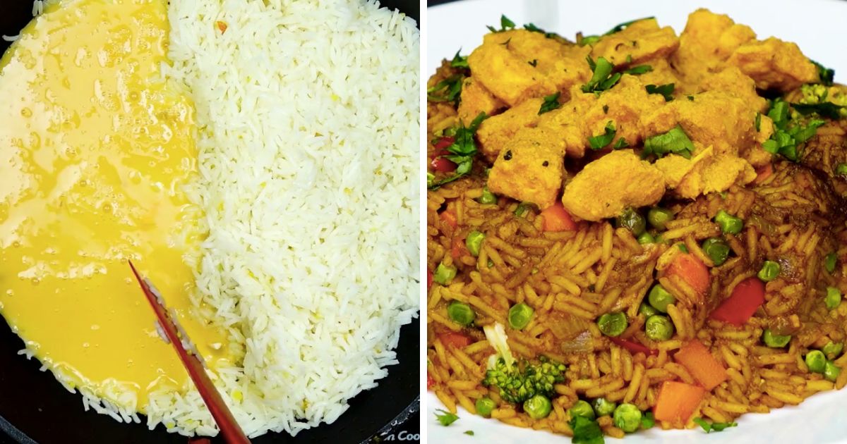 Orientalny ryż z kurczakiem curry