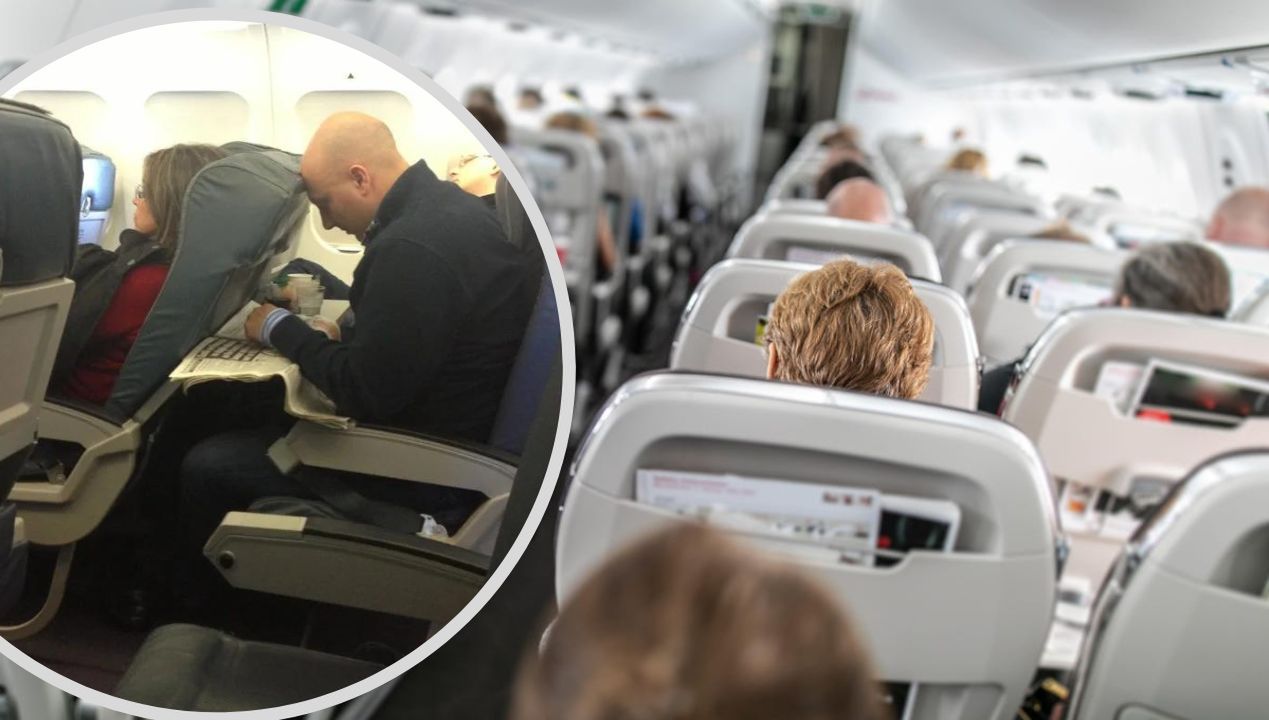 Rozkładanie fotela w samolocie, fot. Pinterest