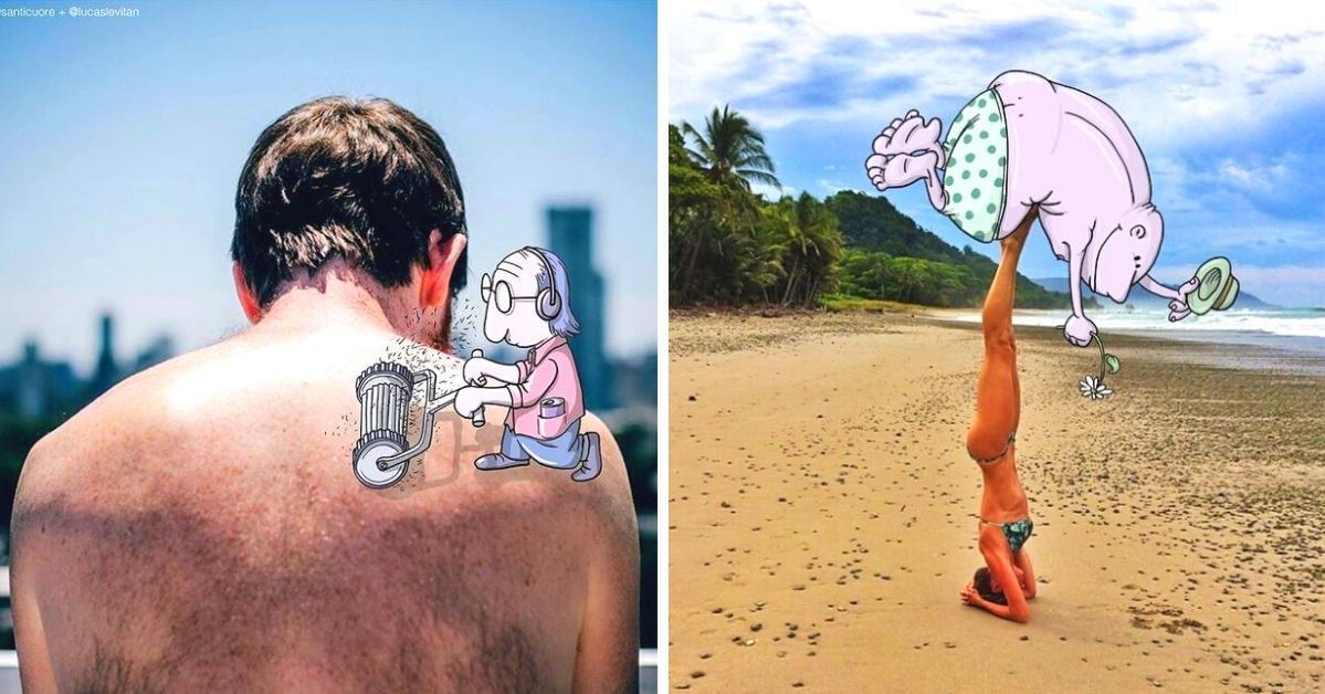 20 zdjęć z Instagrama, do których kpiarski ilustrator dorobił komiczne postacie