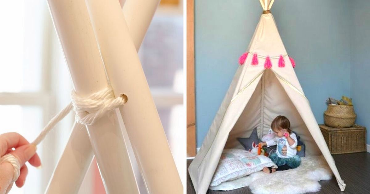Easy no-sew TeePee in 10 minutes. Build your kids a fun!