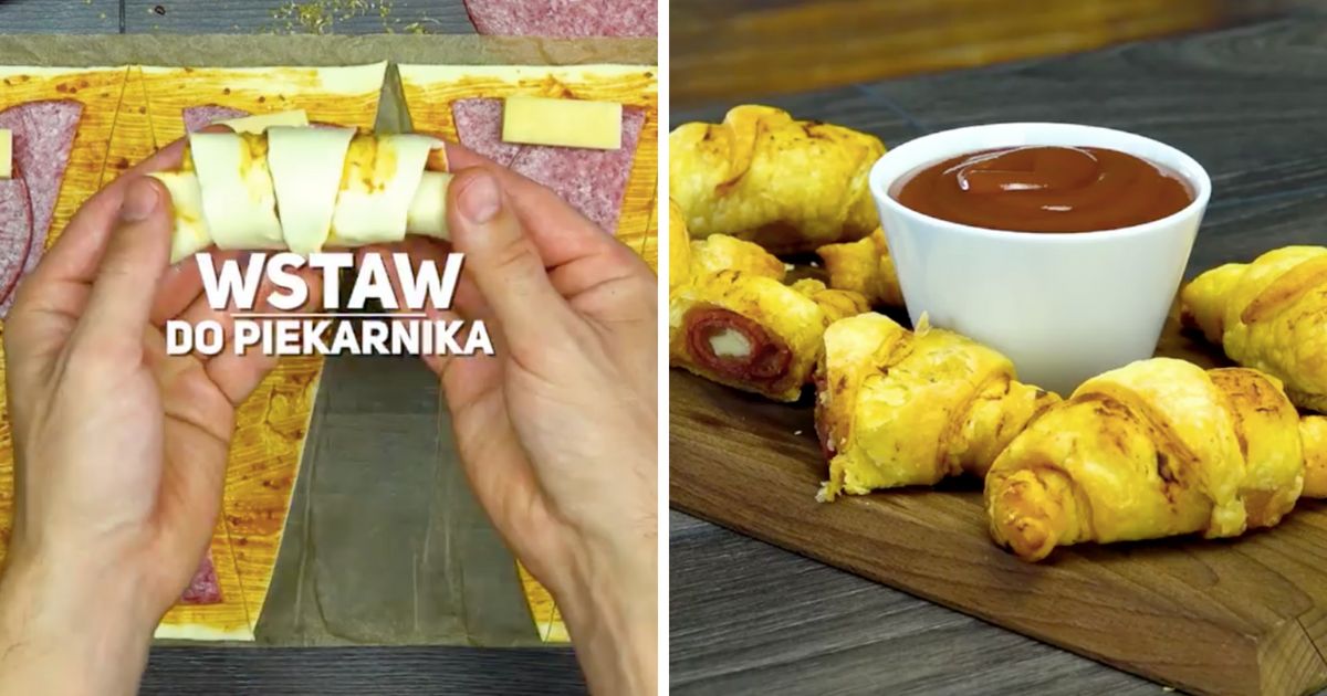 Rogale na słono z salami i serem