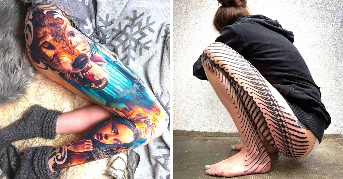 23 tatuaże zlokalizowane na nogach, które odbierają mowę. Zrobili je prawdziwi mistrzowie w swoim fachu