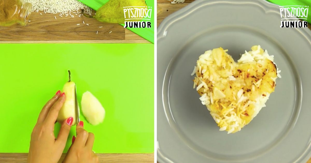 Serduszkowa ryżowa zapiekanka z gruszką