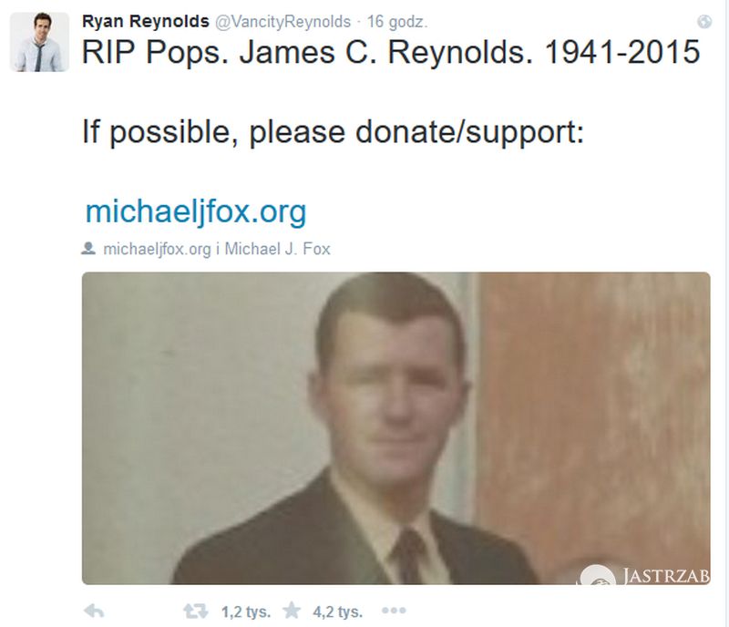 Zmarł ojciec Ryana Reynoldsa