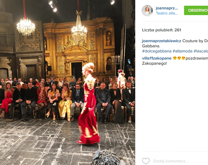 Joanna Przetakiewicz na pokazie Dolce&Gabbana