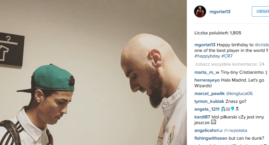 Marcin Gortat złożył życzenia Cristiano Ronaldo