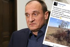 Kukiz tnie drzewa i... "strzela" do bocianów. Polityk wyśmiał aferę z wiewiórką