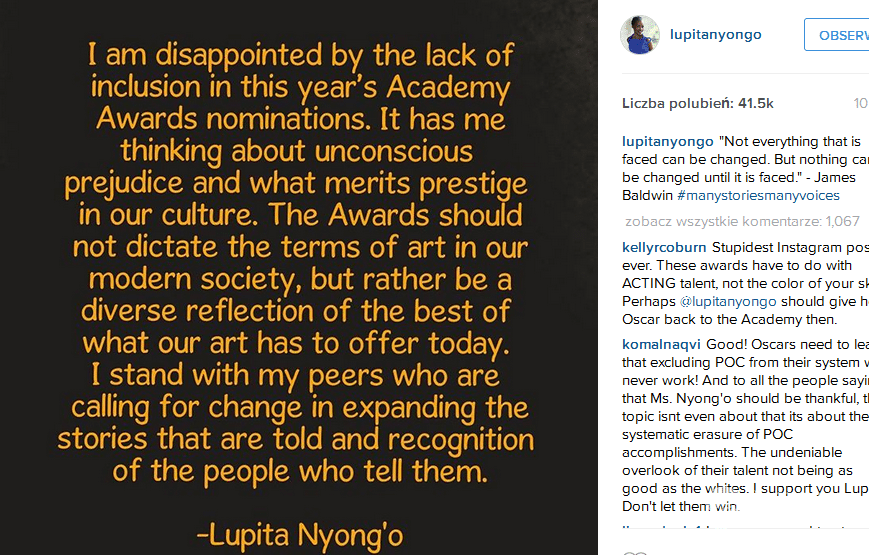 Lupita Nyong'o o tegorocznych nominacjach do Oscarów