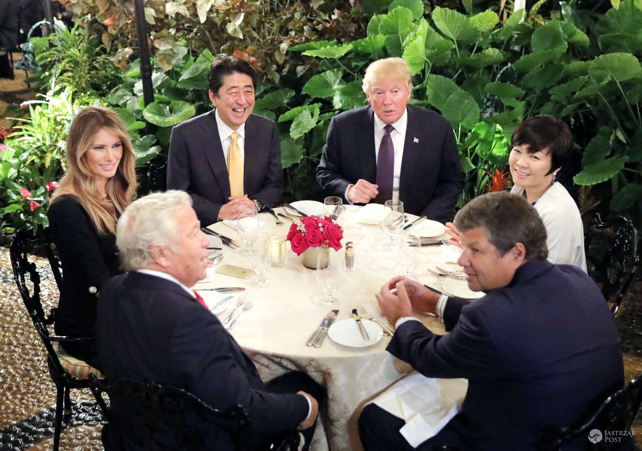Donald Trump na kolacji z parą prezydencką Japonii