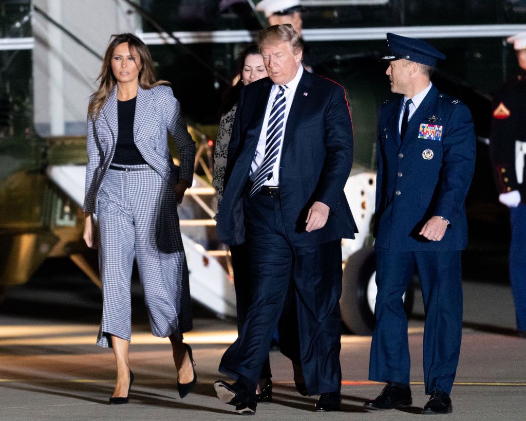 Melania Trump w kostiumie w kratkę 