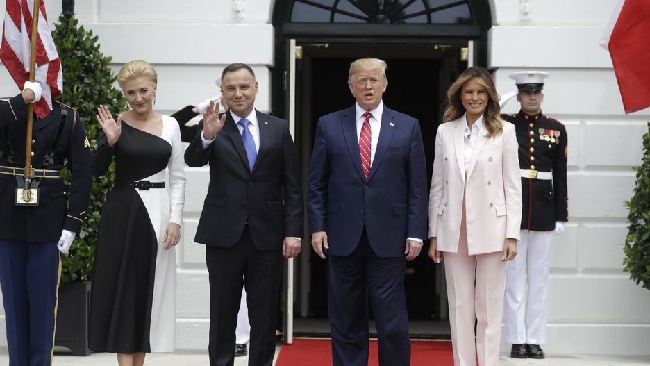 Andrzej i Agata Dudowie podczas spotkania z Donaldem Trumpem i Melanią 