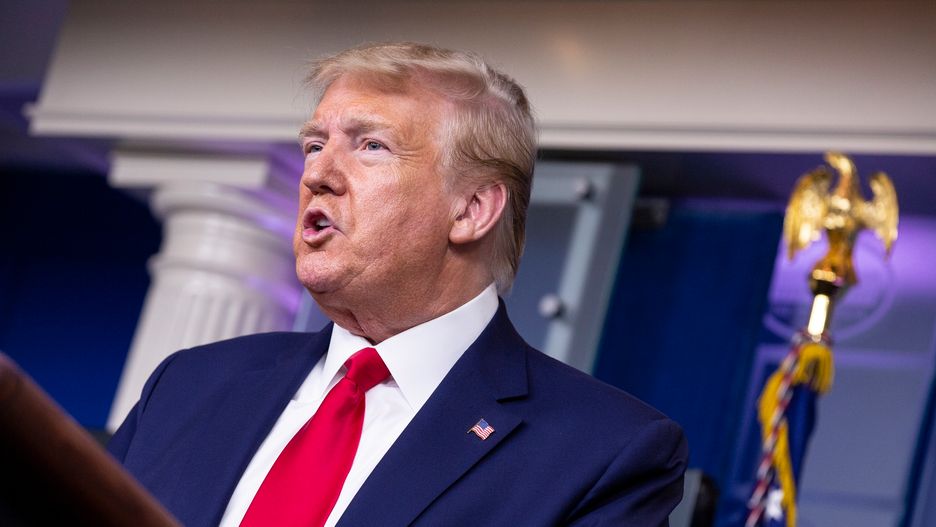 Koronawirus. Prezydent USA Donald Trump podczas konferencji prasowej w Białym Domu
