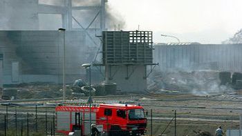 Strażacy w miejscu eksplozji gazu