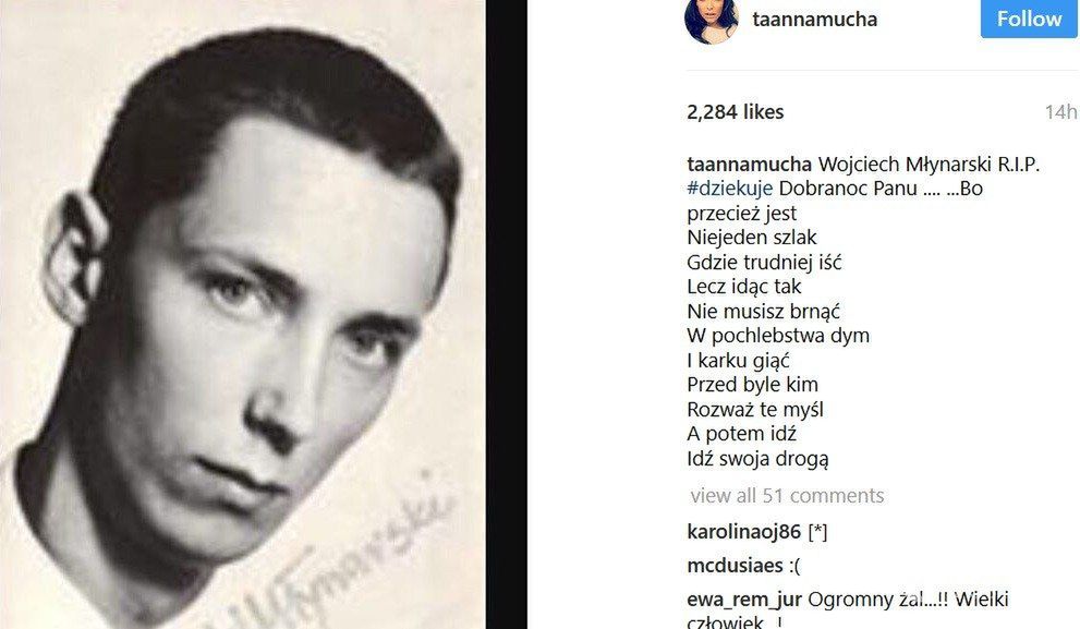 Anna Mucha żegna Wojciecha Młynarskiego