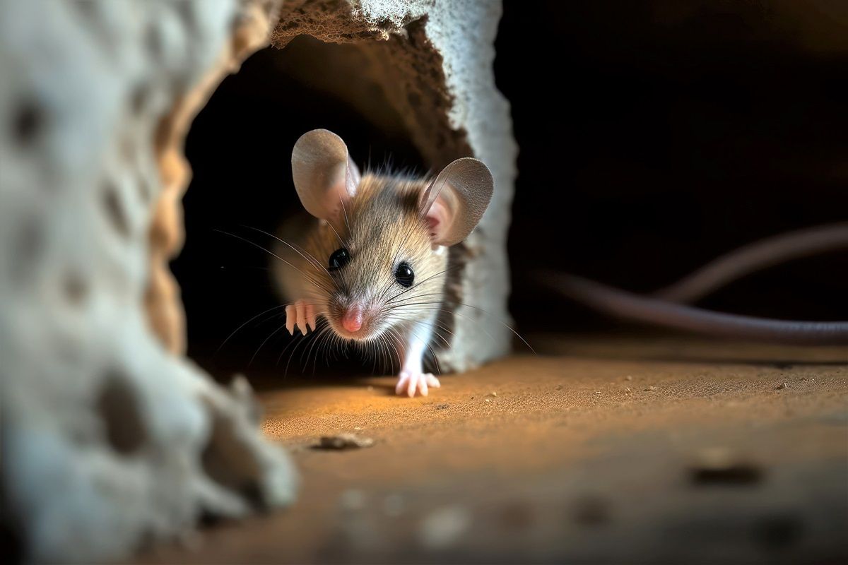 Myszy w domu mogą poruszać się tunelami wydrążonymi w ścianach. Fot. Freepik