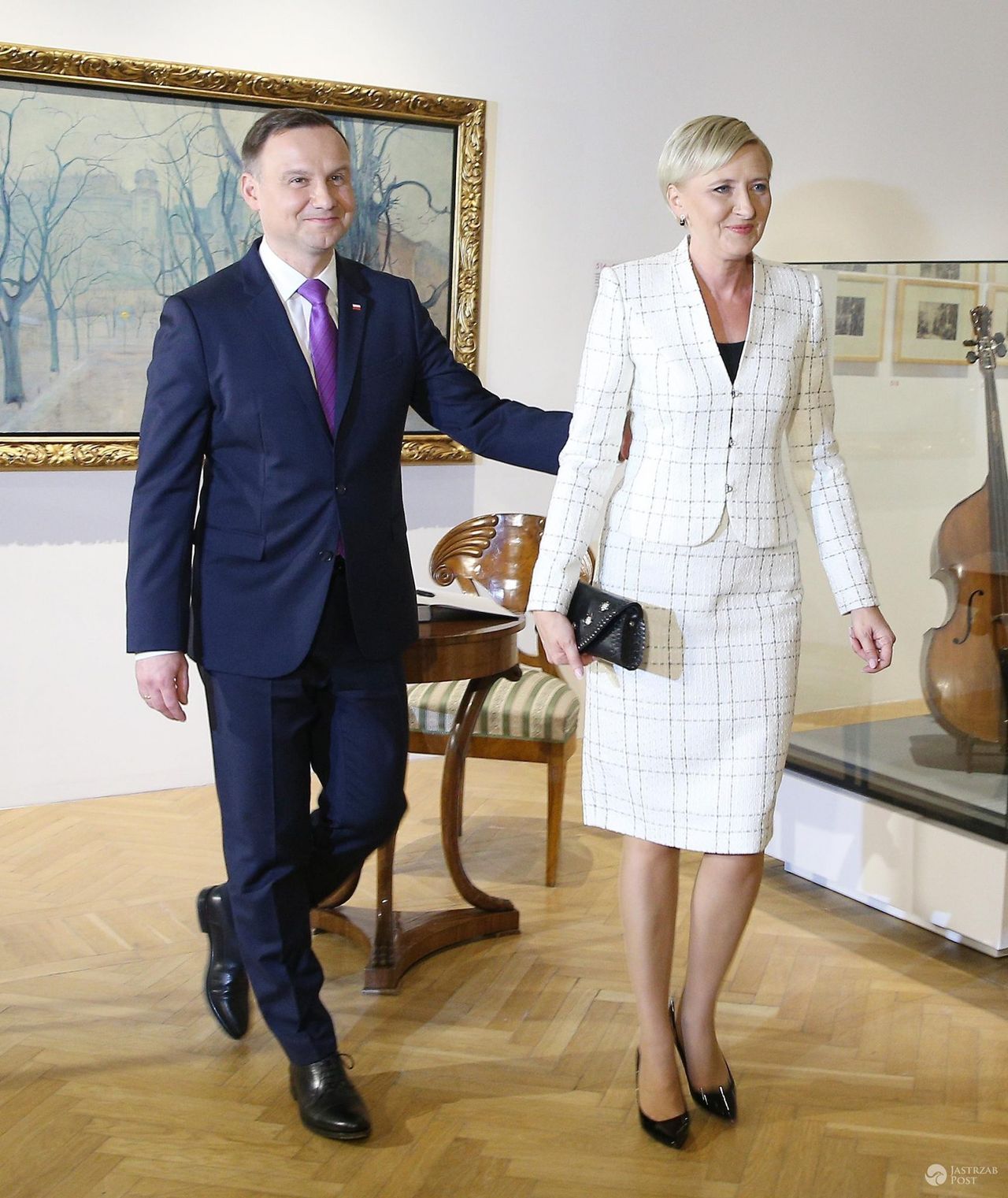 Andrzej Duda z żoną Agatą Kornhauser-Duda w Muzeum Narodowym w Krakowie na otwarciu wystawy Dziedzictwo