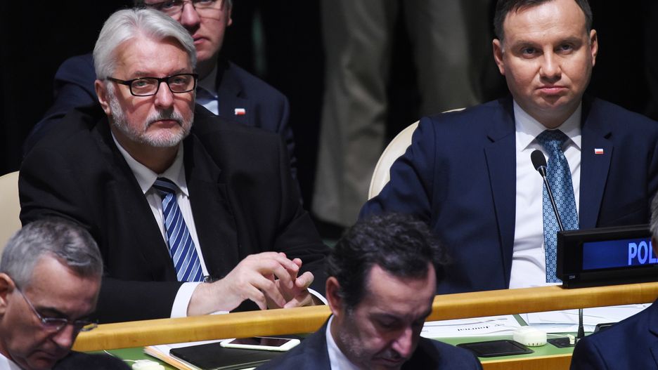 Szef MSZ Witold Waszczykowski i prezydent Andrzej Duda podczas 72. sesji Zgromadzenia Ogólnego ONZ.