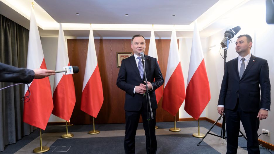 Prezydent Andrzej Duda i jego rzecznik Błażej Spychalski 