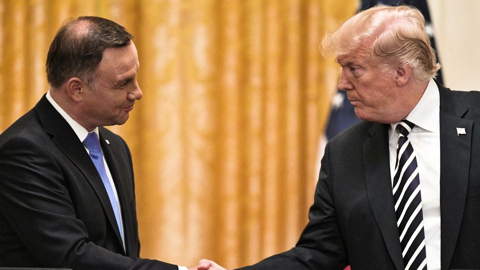 Prezydent Andrzej Duda i prezydent USA Donald Trump podczas konferencji prasowej w Białym Domu