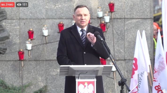 Andrzej Duda na obchodach 49. rocznicy Grudnia'70 w Szczecinie