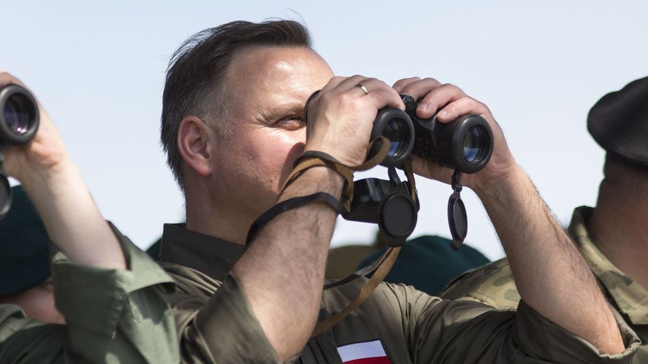 Andrzej Duda  podczas zakończenia ćwiczeń Dragon-19 w Orzyszu. 25 czerwca 2019 r.