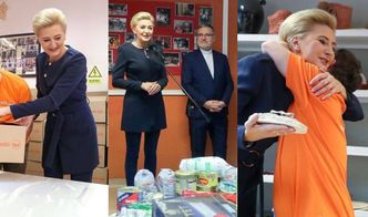 Zaangażowana Agata Duda pomaga wolontariuszom w przygotowaniu paczek dla potrzebujących (FOTO)