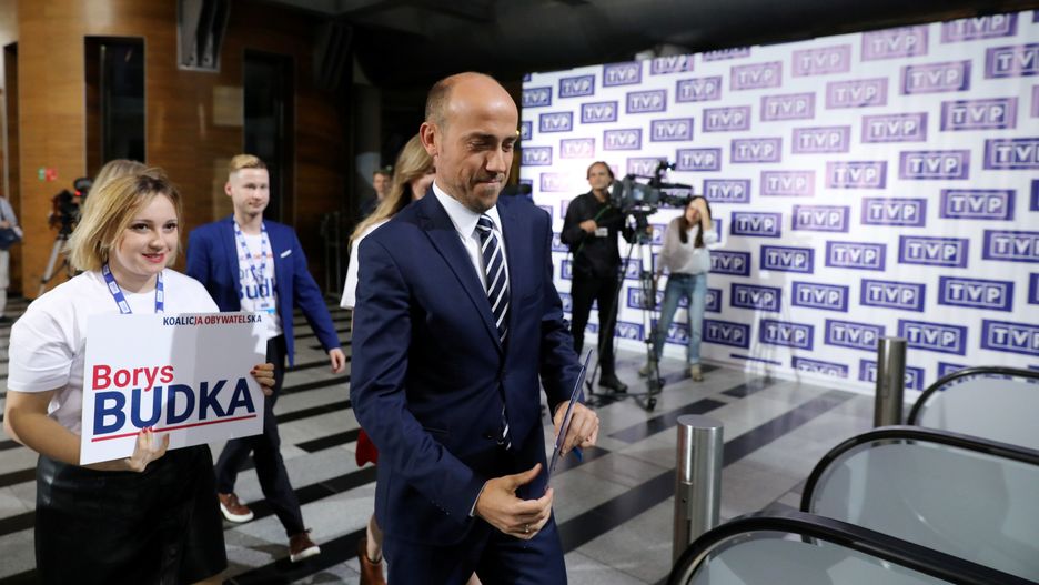 Borys Budka w siedzibie TVP, 2019 r.