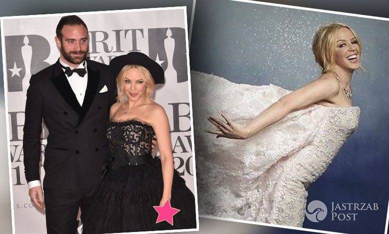 Dwie stylizacje Kylie Minogue u boku młodszy o 20 lat narzeczony, a na palcu - pierścionek zaręczynowy