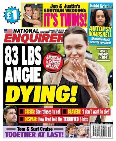 Angelina Jolie według "National Enquirer" waży 39 kilogramów