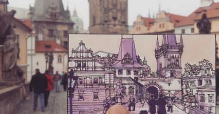 Maluje miasta, które zwiedza. Bardzo lubi Polskę