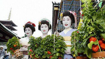 Gejsze sprzedające krzaczki hozuki