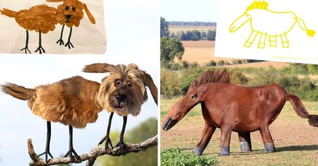 Tajemnicze stworzenia narysowane przez dzieci, które tata ożywił w Photoshopie