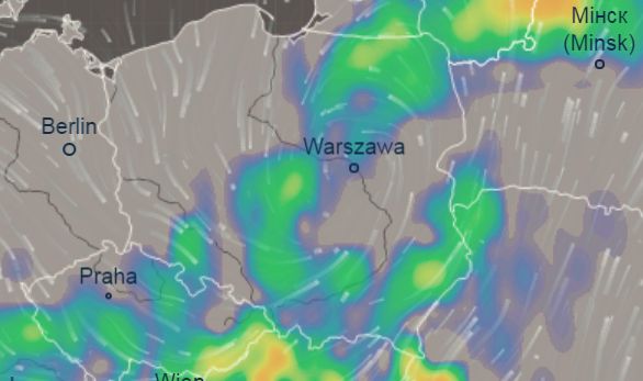 Ulewy nad Polską - czwartek, godz. 14. 