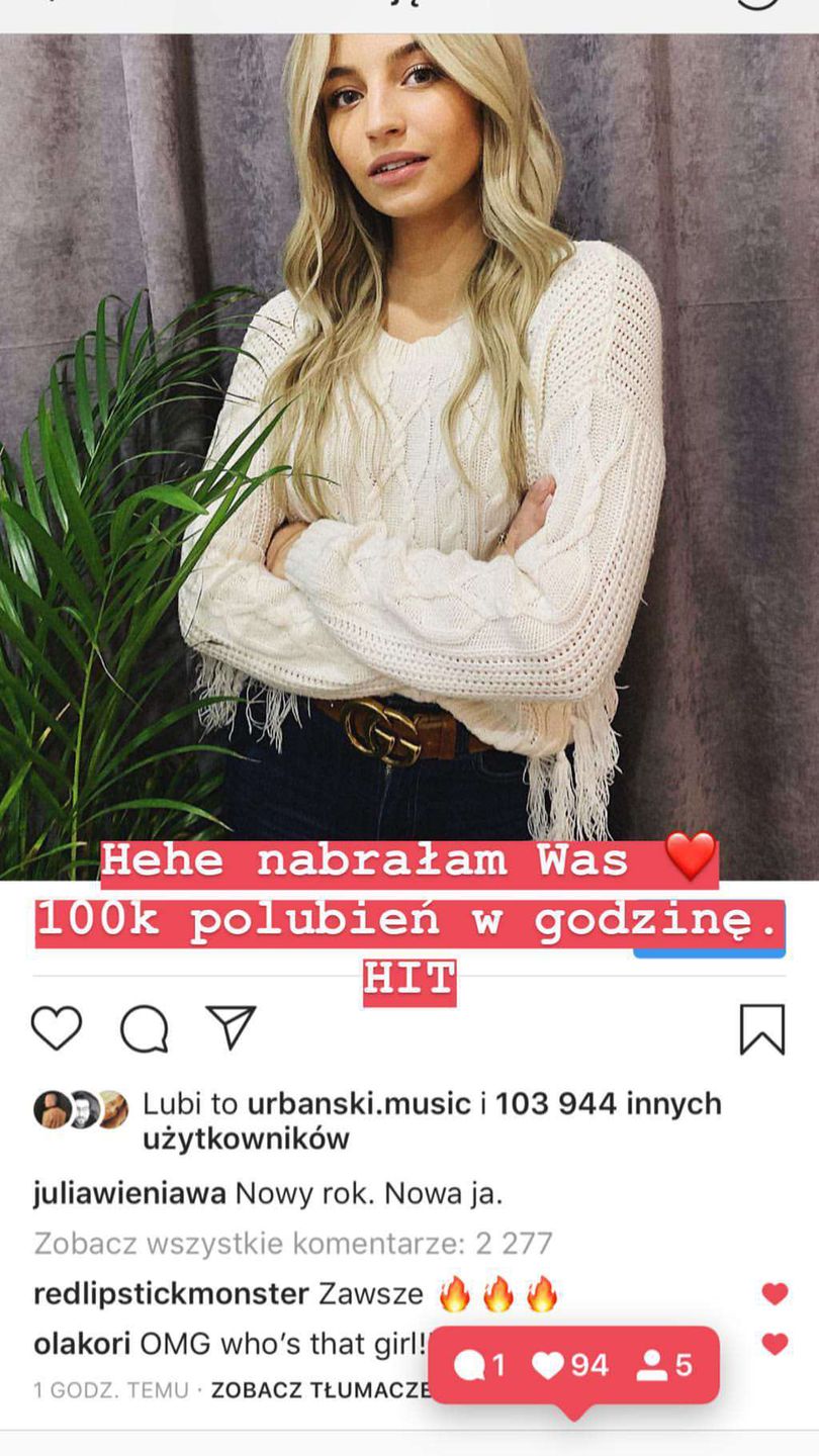 Julia Wieniawa oszukała fanów