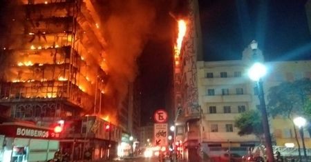 Ogromny pożar w Sao Paulo. Zawalił się 20-piętrowy blok mieszkalny