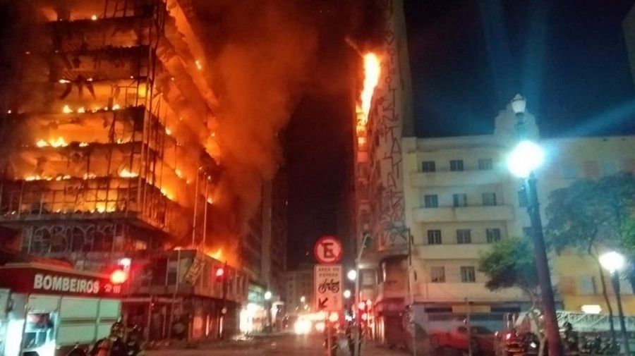 Ogromny pożar w Sao Paulo. Zawalił się 20-piętrowy blok mieszkalny