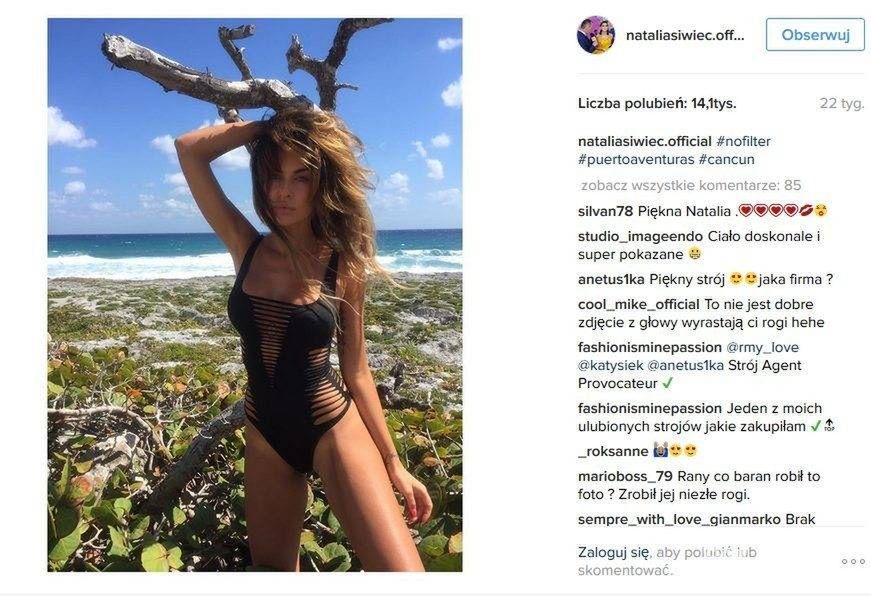 Natalia Siwiec w kostiumie kąpielowym Dakotta marki Agent Provocateur