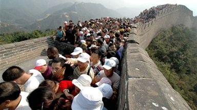 Tłumy turystów na Wielkim Murze
