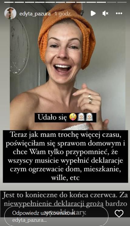 Edyta Pazura z wpisem do fanów