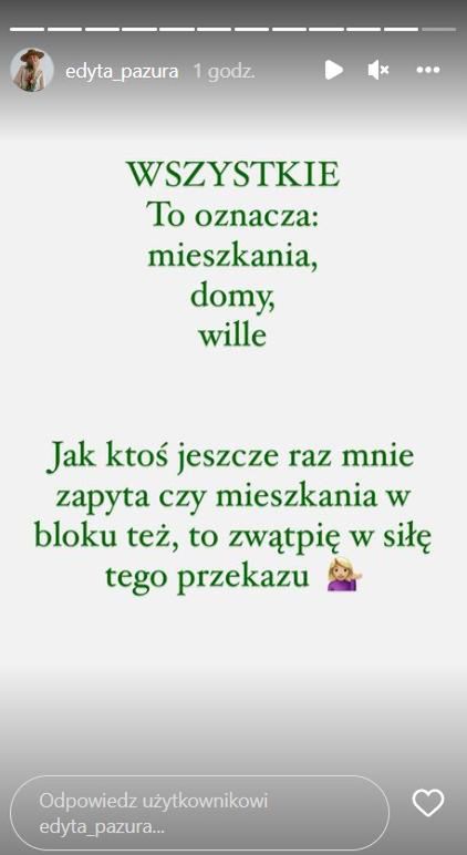 Edyta Pazura z wpisem do fanów