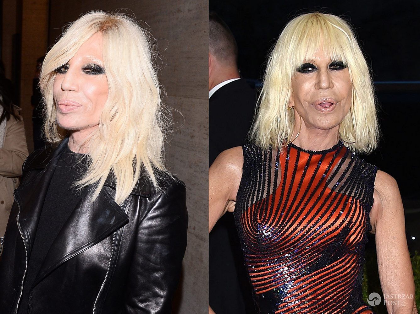 W której fryzurze Donatella Versace wygląda korzystniej? (fot. ONS)