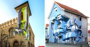 15 trójwymiarowych murali, które przypominają geometryczne rzeźby. Tworzy je włoski artysta