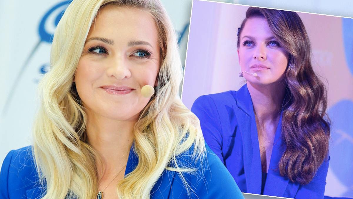 Barbara Kurdej-Szatan i Anna Lewandowska w niebieskich stylizacjach