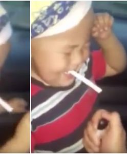 Szokujące nagranie! Matka uczy 2-letniego syna... palenia papierosów