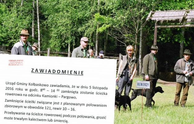 Jedna z gmin zamknie ścieżkę rowerową, bo przebywanie na niej grozi śmiercią. Wszystko przez myśliwych