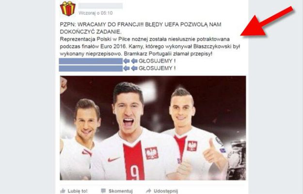 Na Facebooku grasuje nowy groźny wirus. Namawiając do głosowania ws powtórzenia meczu z Portugalią, kradnie dane