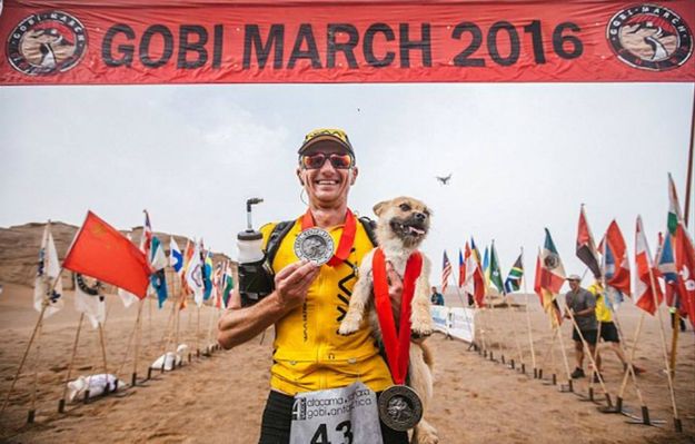 Bezdomny pies przyłącza się do maratończyka podczas biegu. Kończą wspólnie maraton